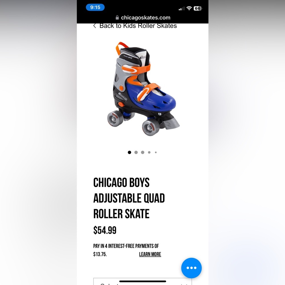 Boys roller skates size small 10-13kids .